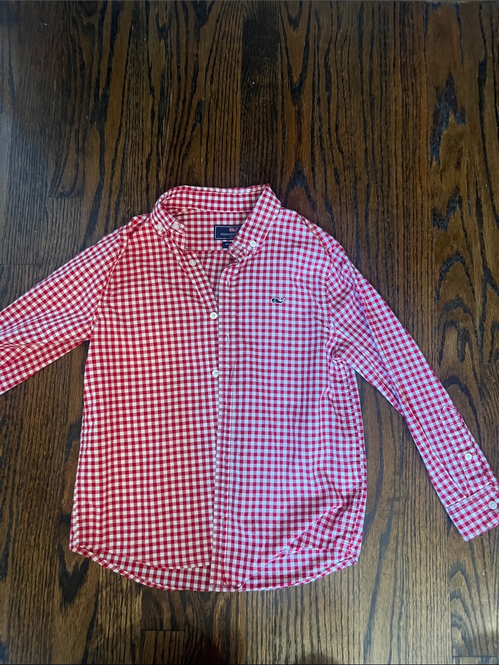 Vineyard Vines Red Gingham Button-Down Shirt for Kids- Size 7